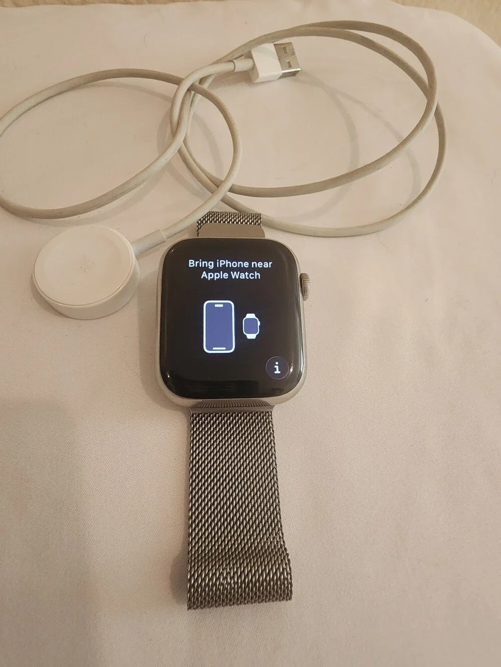 Apple Watch S8 45mm Stainless Steel Cellular + Milanese Loop & Charger